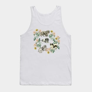 Spaniel Dogs wit Dog Rose Wreath Tank Top